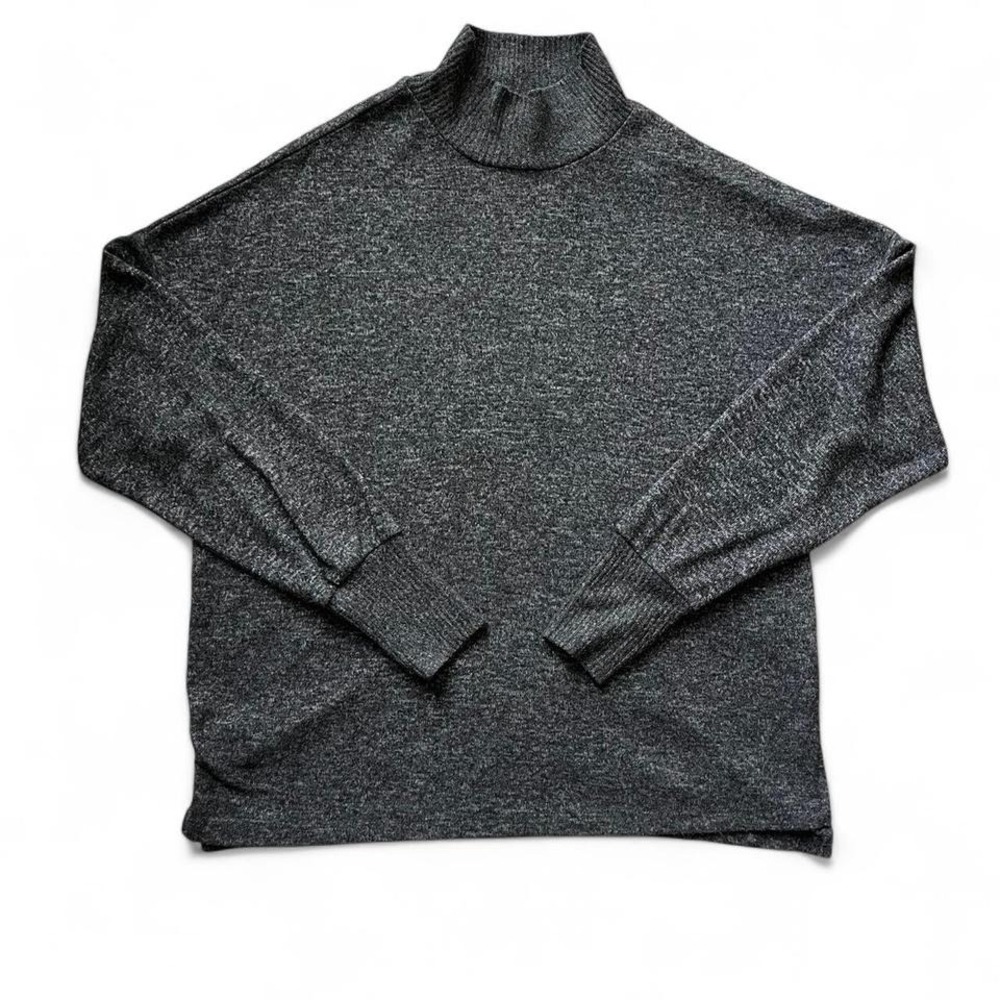 Grey Mock-Neck Oversized‎ Long Sleeved Sweater